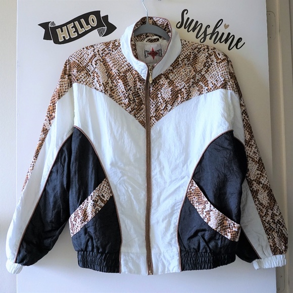 Active Frontier Jackets & Blazers - Color Block 80s Vintage Snake Print Windbreaker M